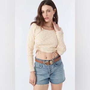 NEW O'Neill Cream Long Sleeve Ruched Top XL
